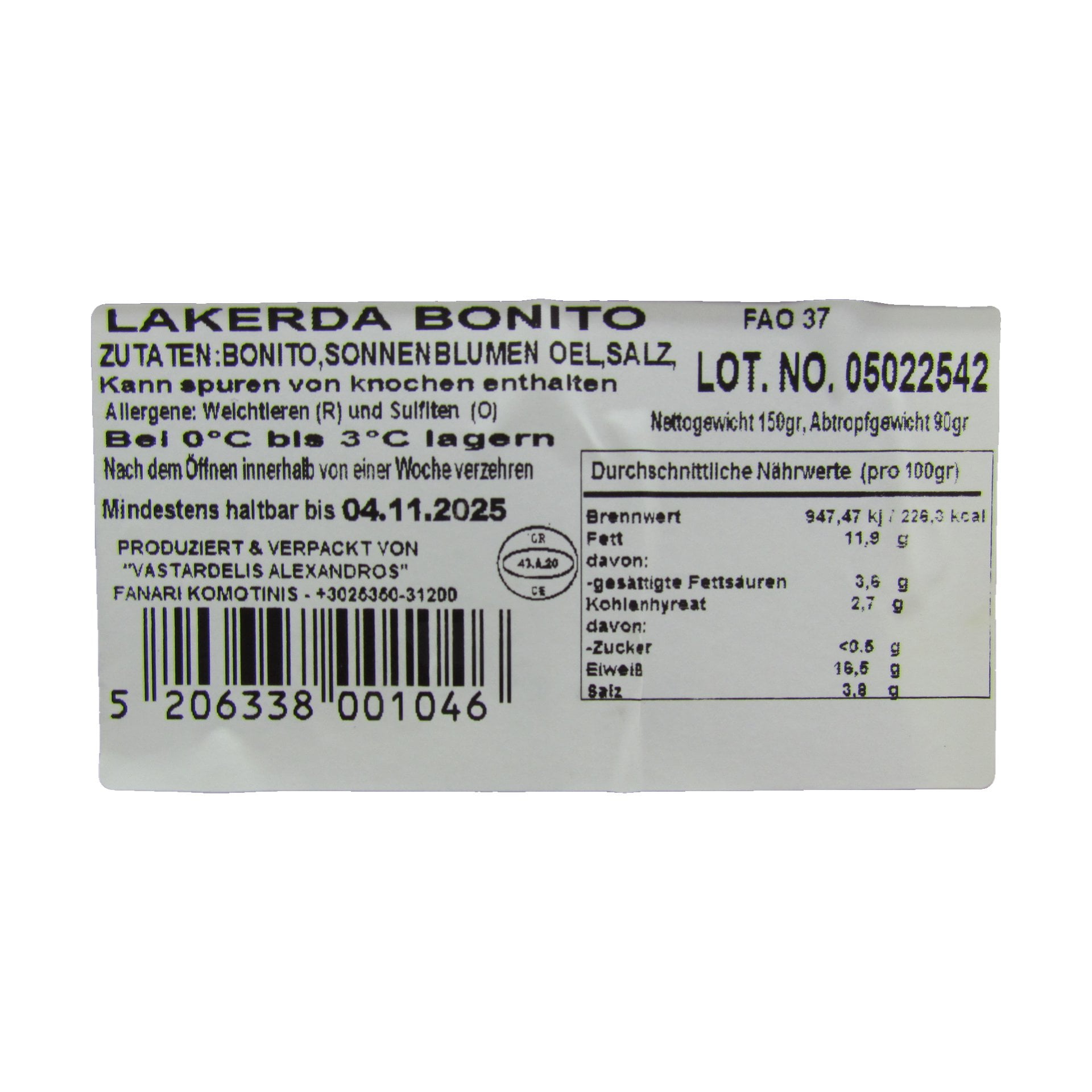 Fanari Lakerda in Öl 150 g