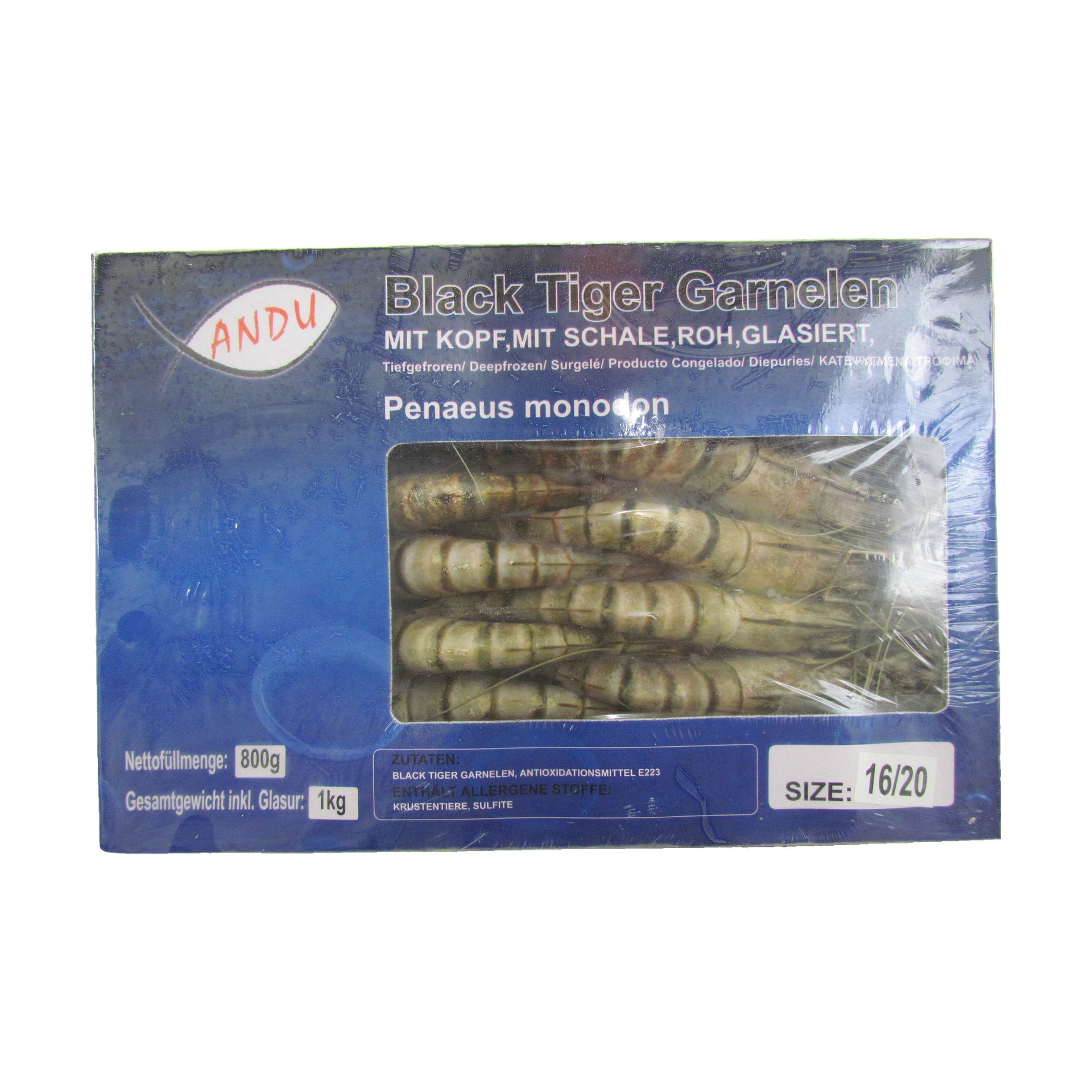 Garnelen 16/20 mit Kopf und Schale TK