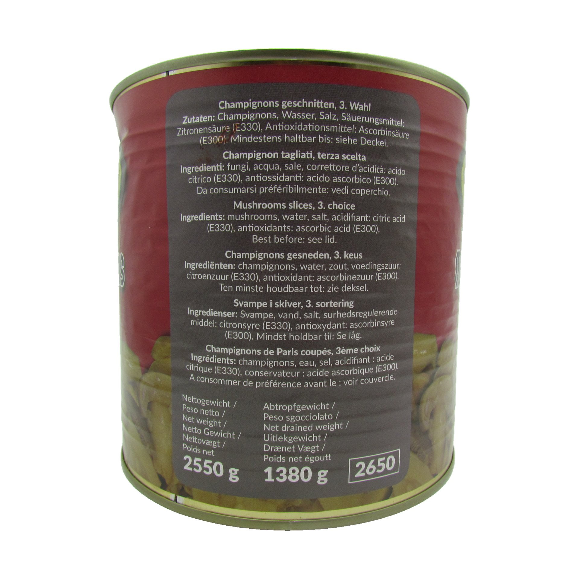 Champignons 2550 g  3.Wahl geschnitten